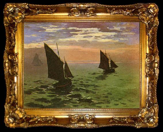 framed  Claude Monet Fishing Boats at Sea, ta009-2